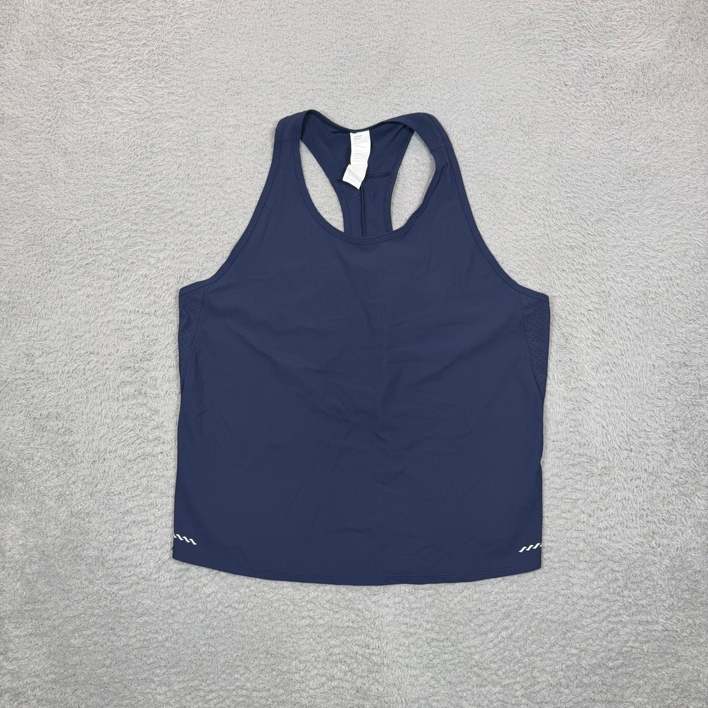 Fabletics Womens Navy Blue Racerback Split Back Perforated Active Tank Top L